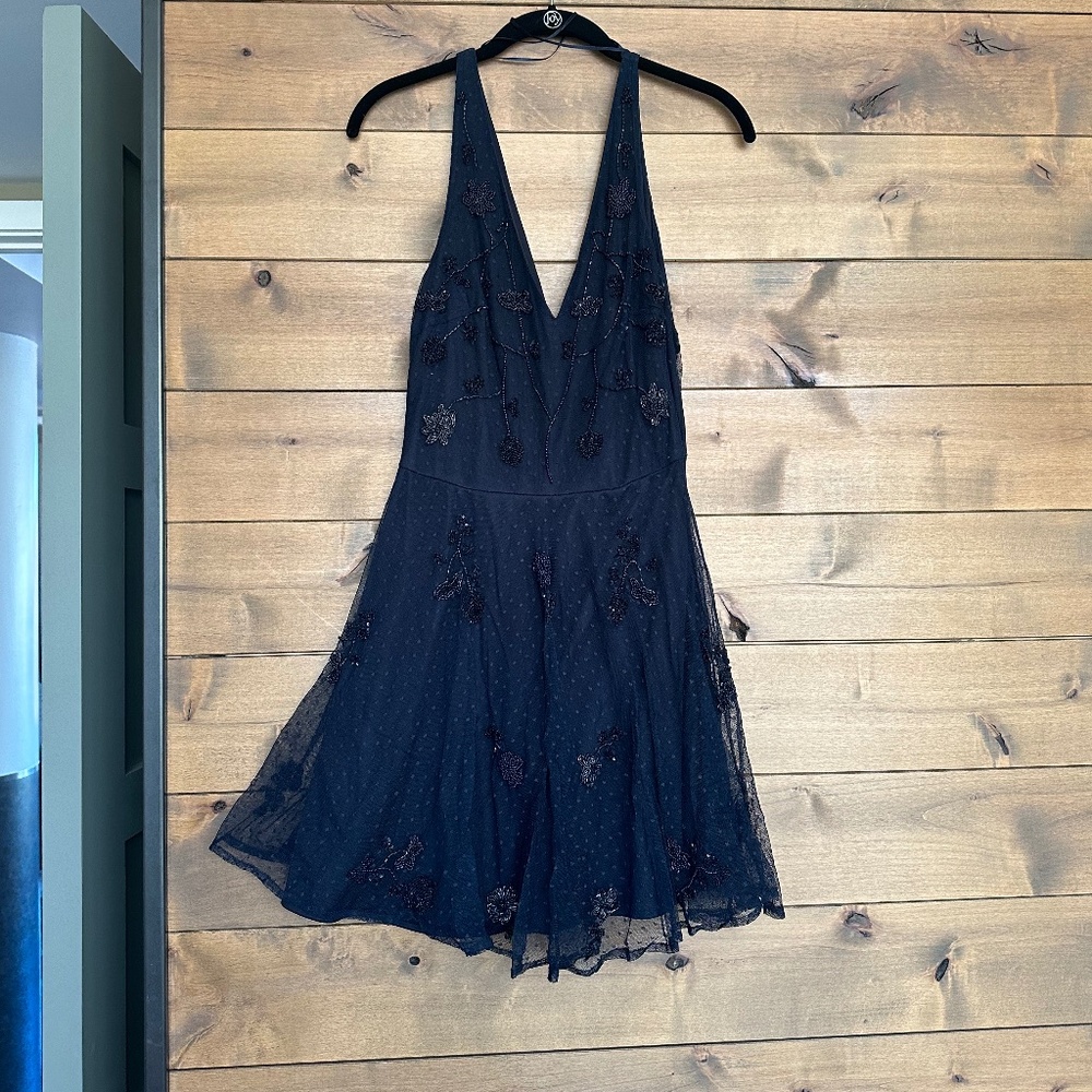Navy Beaded Dress - Zara Trafaluc